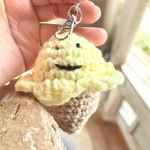 Handmade Crochet Ice Cream Cone Keychain